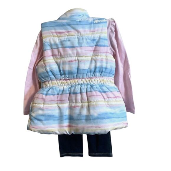 Calvin Klein Kids' Girls 3 Piece Rainbow Vest Shirt Leggings Set Size 4T-NWT - Picture 4 of 11